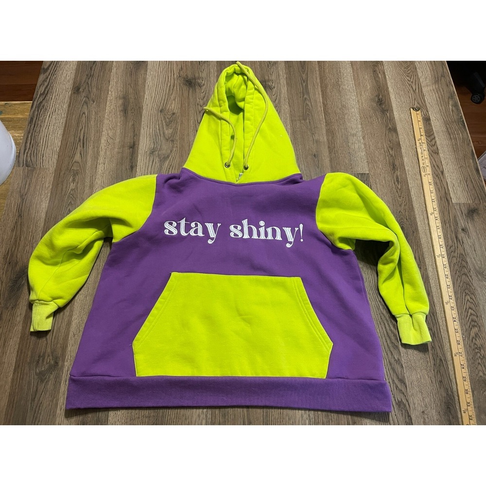 Shiny by Nature Hoodie, Women's Size Small, Purple Green, Pullover, STAY SHINY!